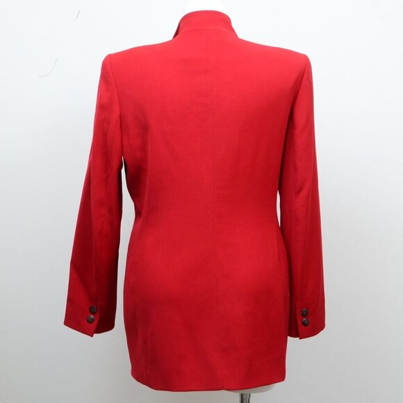 VTG 80s Dana Buchman Red Wool Double Breasted Blazer Jacket Plus Size 14 - Picture 5 of 14